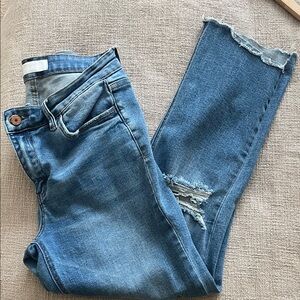 Trendy Blue Distressed Ankle Jeans
